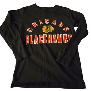 Chicago Blackhawks Boys Black Long Sleeved Graphic T-Shirt XS 4/5